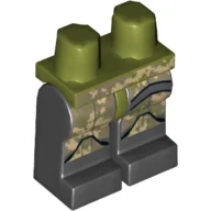 Hips and Black Legs with Camouflage Armor Print / Olive Green