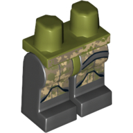 Lego Hips and Black Legs with Camouflage Armor Print / Olive Green