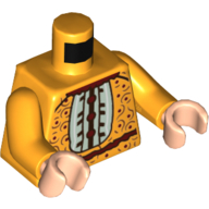 Lego Torso Dress, White Center Panel, Reddish Brown Trim, Spots, and Swirls Print, Bright Light Orange Arms, Light Nougat Hands / Bright Light Orange