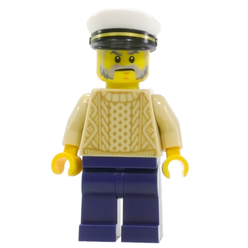 Lego Tan Torso Sweater, Dark Blue Legs, Captain Hat