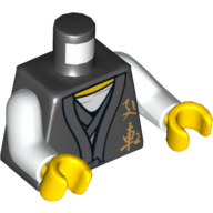 Lego Torso Robe, Gold Asian Characters / Dragon Back Print, White Arms, Yellow Hands / Black