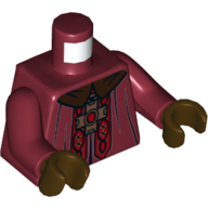 Lego Torso Dark Brown Collar, Gold Cross with Red Center, Red and Gold Design Print (Godric Gryffindor), Dark Red Arms, Dark Brown Hands / Dark Red