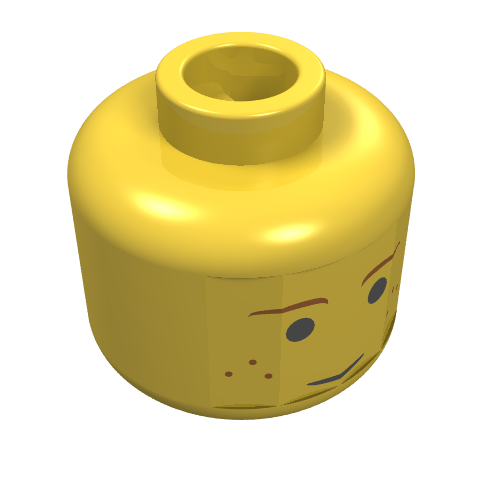 Lego Minifig Head Anakin Skywalker / Soccer Player, Freckles and Thin Brown Eyebrows Print [Blocked Open Stud] / Yellow