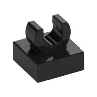 Tile Special 1 x 1 with Clip with Rounded Edges / Black