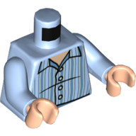 Lego Torso Pajama Shirt, Pinstripes, Buttons Print, Bright Light Blue Arms, Light Nougat Hands / Bright Light Blue