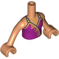 Lego Minidoll Torso Girl with Nougat Arms and Hands with Magenta Dress, Gold Trim, Straps print / Nougat