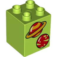 Duplo Brick 2 x 2 x 2 with 2 Planets Print