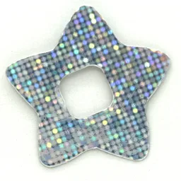 Clikits Icon Accent, Star 3 1/4 x 3 1/4 with Pixelated Holographic Pattern / Chrome Silver