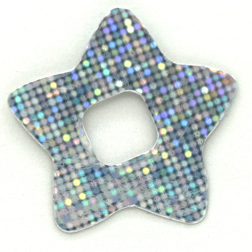 Lego Clikits Icon Accent, Star 3 1/4 x 3 1/4 with Pixelated Holographic Pattern / Chrome Silver