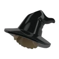 Hair and Hat, Floppy Witch Hat, Short Hair, Dark Tan Pattern / Black
