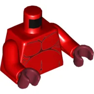 Torso Bare Chest with Dark Red Lines Print, Red Arms, Dark Red Hands / Red