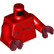 Lego Torso Bare Chest with Dark Red Lines Print, Red Arms, Dark Red Hands / Red