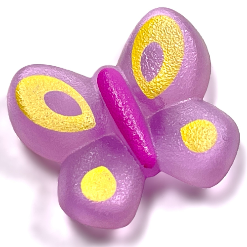 Lego Clikits Icon, Butterfly 2 x 2 with Pin, Purple Body & Yellow Wings Print / Trans-Light Purple
