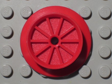 Lego Train Wheel Large with Pin Axle Hole / Red