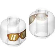 Minifig Head Mr. Pale, Dark Orange Glasses, Gold Lenses Print / Trans-Clear