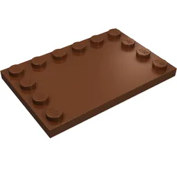 Plate Special 4 x 6, Studs on 3 Edges / Reddish Brown
