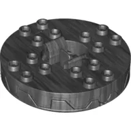 Turntable 6 x 6 Round Flat Silver Base Serrated with Gold, Red and Black Print (Ninjago Spinner) / Pearl Titanium