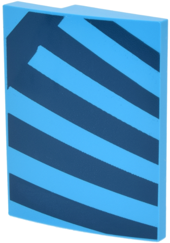 Lego Slope, Curved 3 x 4 x 2/3 with Dark Blue Diagonal Stripes Pattern