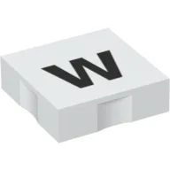 Duplo Tile 2 x 2 with Lowercase 'w' Print / White