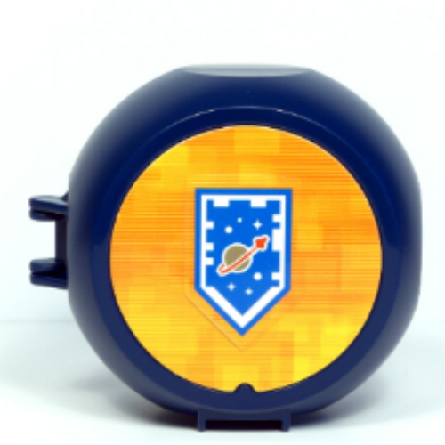 Lego Pod, Round, Half Front with Nexo Knight Sticker / Dark Blue