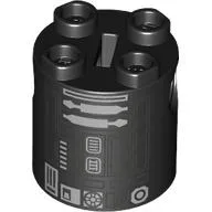 Brick Round 2 x 2 x 2 Robot Body with Silver and Gray Astromech Droid Print (R2-E6)