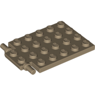 Lego Plate Special 4 x 6 with Trap Door Hinge [Long Pins] / Dark Tan