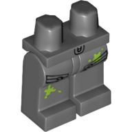 Lego Hips and Dark Bluish Gray Legs with Pockets with Zippers and Lime Paint Splotches Print / Dark Bluish Gray
