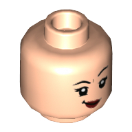Lego Minifig Head Nymphadora Tonks, Eyelashes, Smirk with Red Lips / Pig Nose Print / Light Nougat