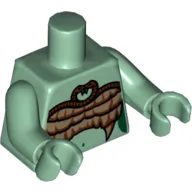 Torso Medusa Entwined Snakes, Scales and Fangs Bra Print, Sand Green Arms and Hands / Sand Green