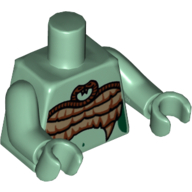Lego Torso Medusa Entwined Snakes, Scales and Fangs Bra Print, Sand Green Arms and Hands / Sand Green