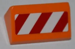 Slope 30 1 x 2 x 2/3 with Red and White Danger Stripes Pattern Model Left Side (Sticker) - Set 4434