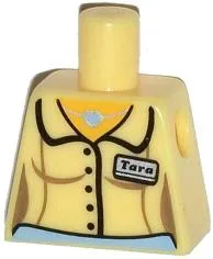 Torso Female Blouse with 'Tara' Name Tag and Heart Necklace Pattern / Bright Light Yellow