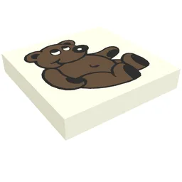 Tile 2 x 2 with Fabuland Bear Print / White