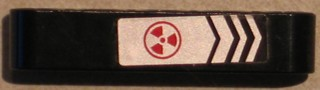 Lego Technic, Liftarm Thick 1 x 5 with Silver and Black Chevrons and Red Radioctivity Warning Pattern (Sticker) - Set 8106