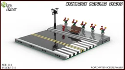 NEXTBrick System Modular Road With Crosswalk