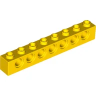 Technic Brick 1 x 8 [7 Pin Holes] / Yellow