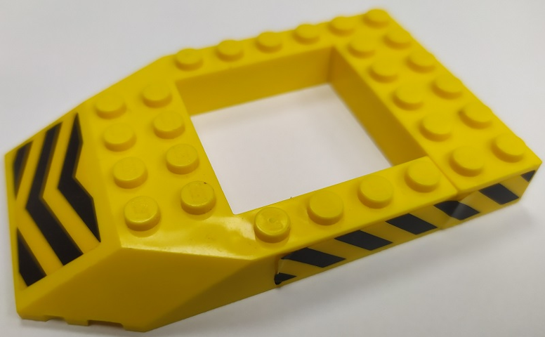 Lego Stickered Assembly 10 x 6 x 1 with Black and Yellow Chevrons on Rear and Danger Stripes Pattern on Both Sides (Stickers) - Set 7248