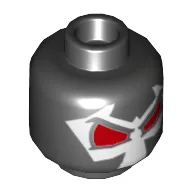 Minifig Head Bane, Dual Sided Wrestler Mask with Large Red Eyes / Lime Hose Print [Hollow Stud] / Black
