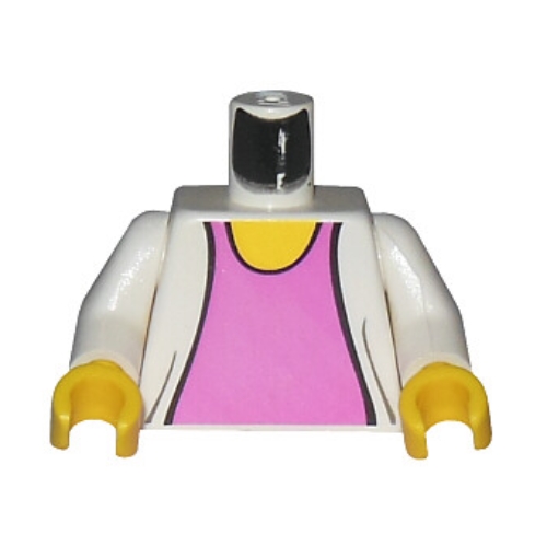 Lego Torso Sweater over Dark Pink Top Print (Mary Jane), White Arms, Yellow Hands / White