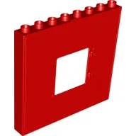 Duplo Building Wall 1 x 8 x 6 with Window Opening / Red