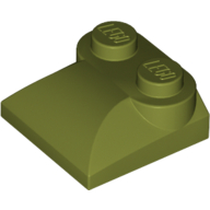 Lego Brick Curved 2 x 2 x 2/3 Two Studs and Curved Slope End / Olive Green