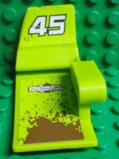 Lego Technic, Panel Car Mudguard Right with 'YUBIHAMA', White '45', Reddish Brown Mud Splashes on Inside Pattern (Stickers) - Set 8492