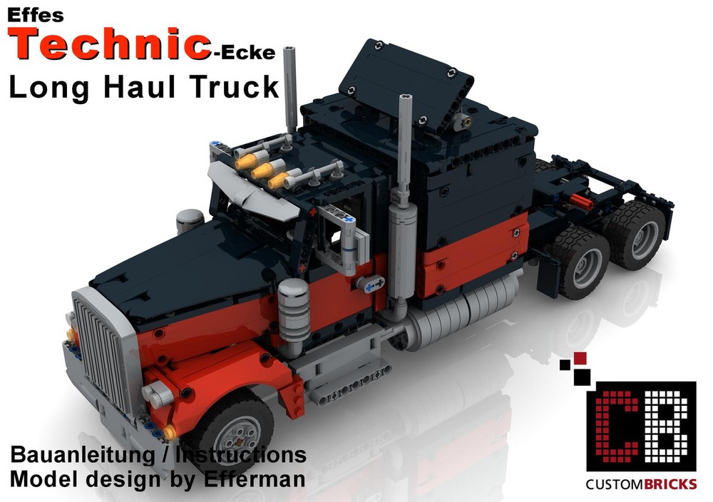 Lego Custom CB 42128 Long Haul Truck / red