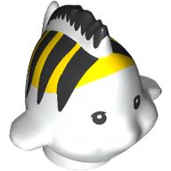 Lego Animal, Fish with Yellow/Black Shapes print (Flounder / Fabius) / White
