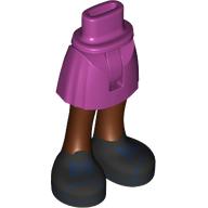 Lego Minidoll Hips and Short Skirt with Reddish Brown Legs, Black Shoes, Dark Blue Laces print / Magenta