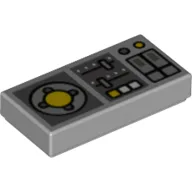 Tile 1 x 2 with Controls, Slides, Joystick Print / Light Bluish Gray