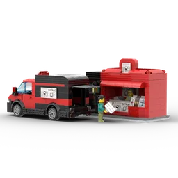 Newspaper Stand with Delivery Van