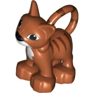 Duplo Animal Cat / Kitten Striped with White Chest and Mouth Print / Dark Orange