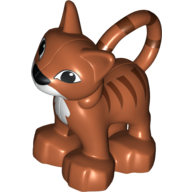 Lego Duplo Animal Cat / Kitten Striped with White Chest and Mouth Print / Dark Orange
