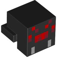 Lego Minifig Head Special, Cube with Rear Ledge, Pixelated Red and Light Bluish Grey Face Print (Spider) / Black